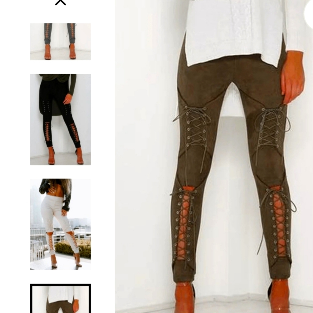 Elevate Your Closet with these Suede  Lace-Up Leggings!